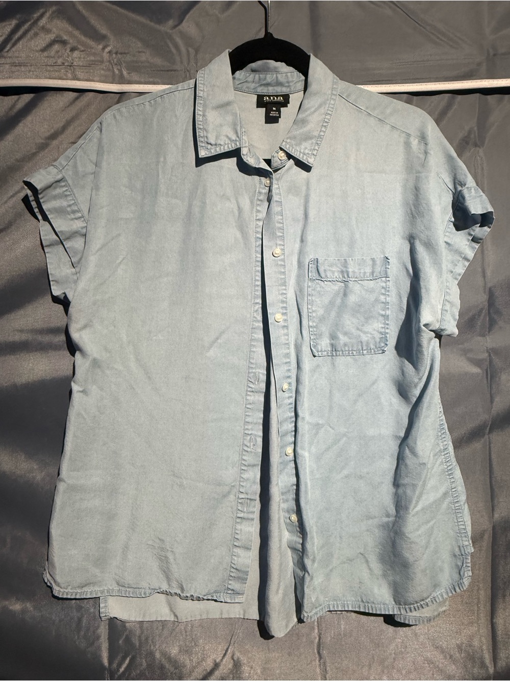 a.n.a Light Blue Short Sleeve Button-Front Shirt